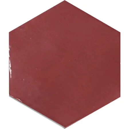 Zellige Hexa Rounded Edge Wine 0.43X7 Rectangle Gloss Porcelain Trim 7