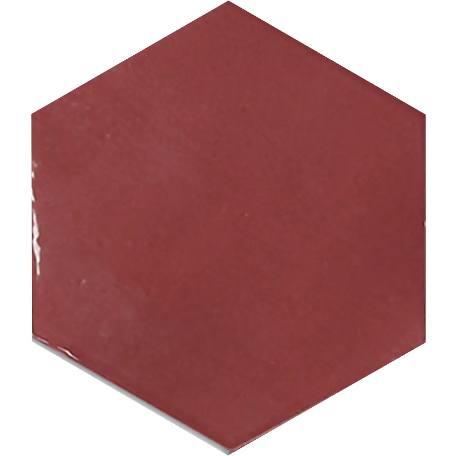 Zellige Hexa Rounded Edge Wine 0.43X7 Rectangle Gloss Porcelain Trim 2